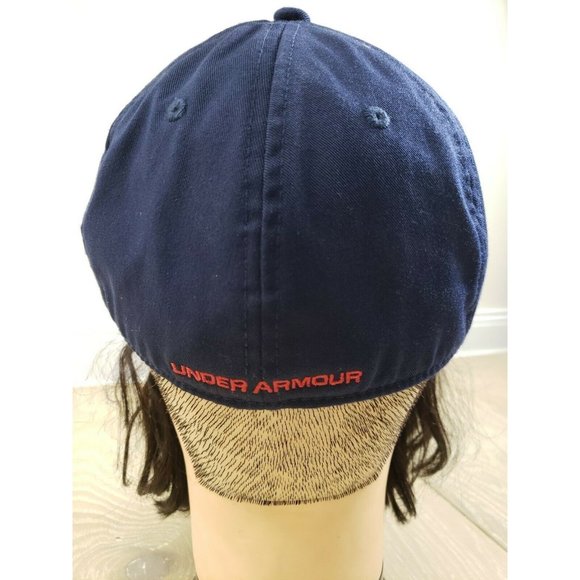Under Armour Large XL Flex Fitted Hat UA American Flag Logo Embroidered Blue - Picture 5 of 10